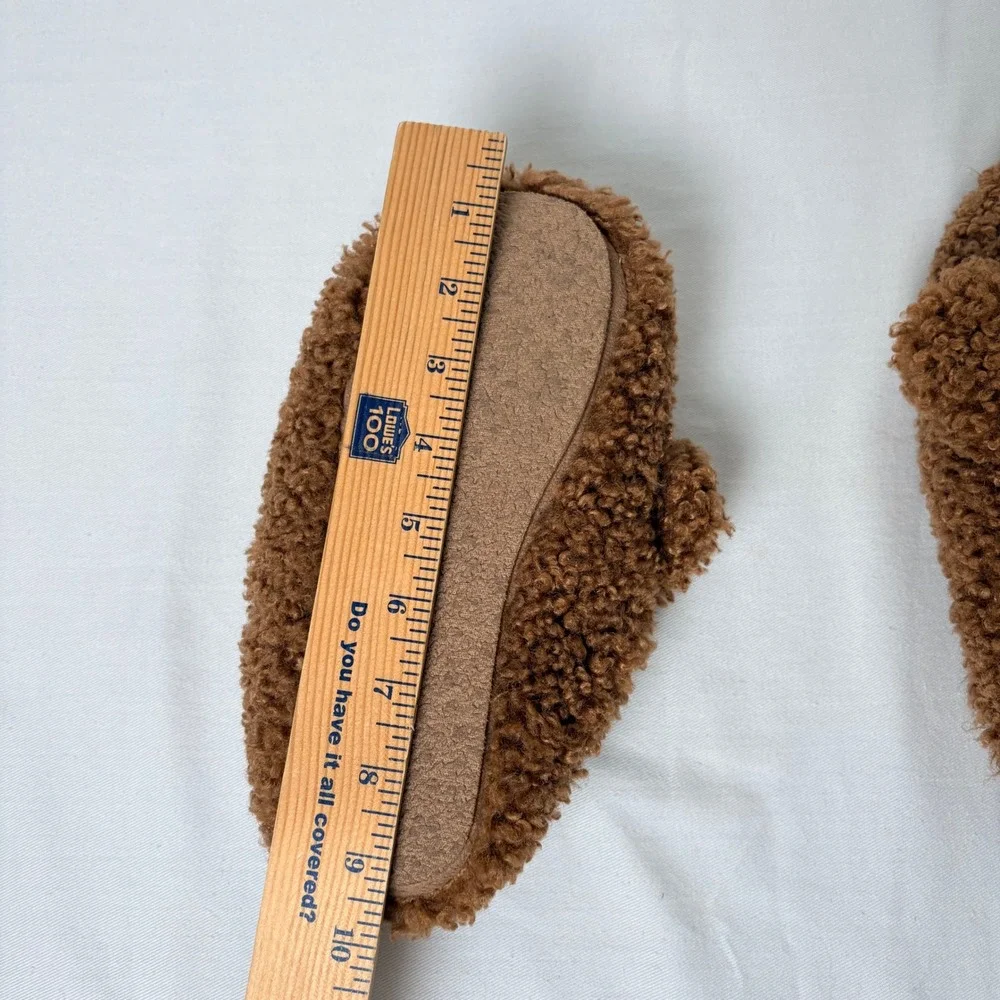 J.Crew Brown Sherpa Puppy Dog Slippers House Shoes K3  Small kids
